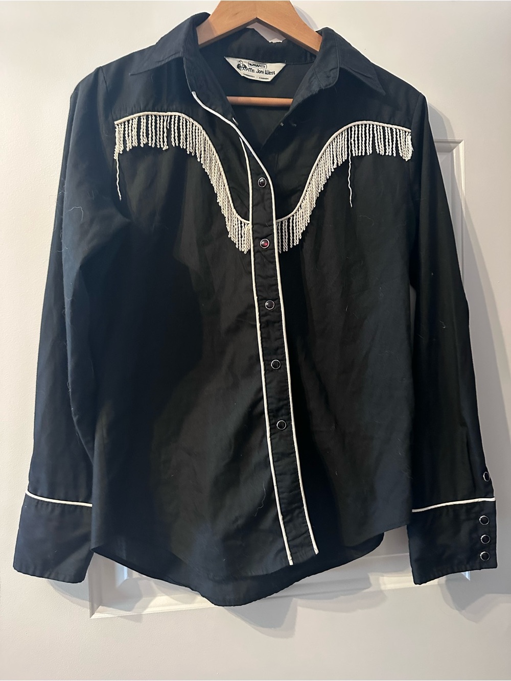 Vintage Western Shirt with White Fringe Trim